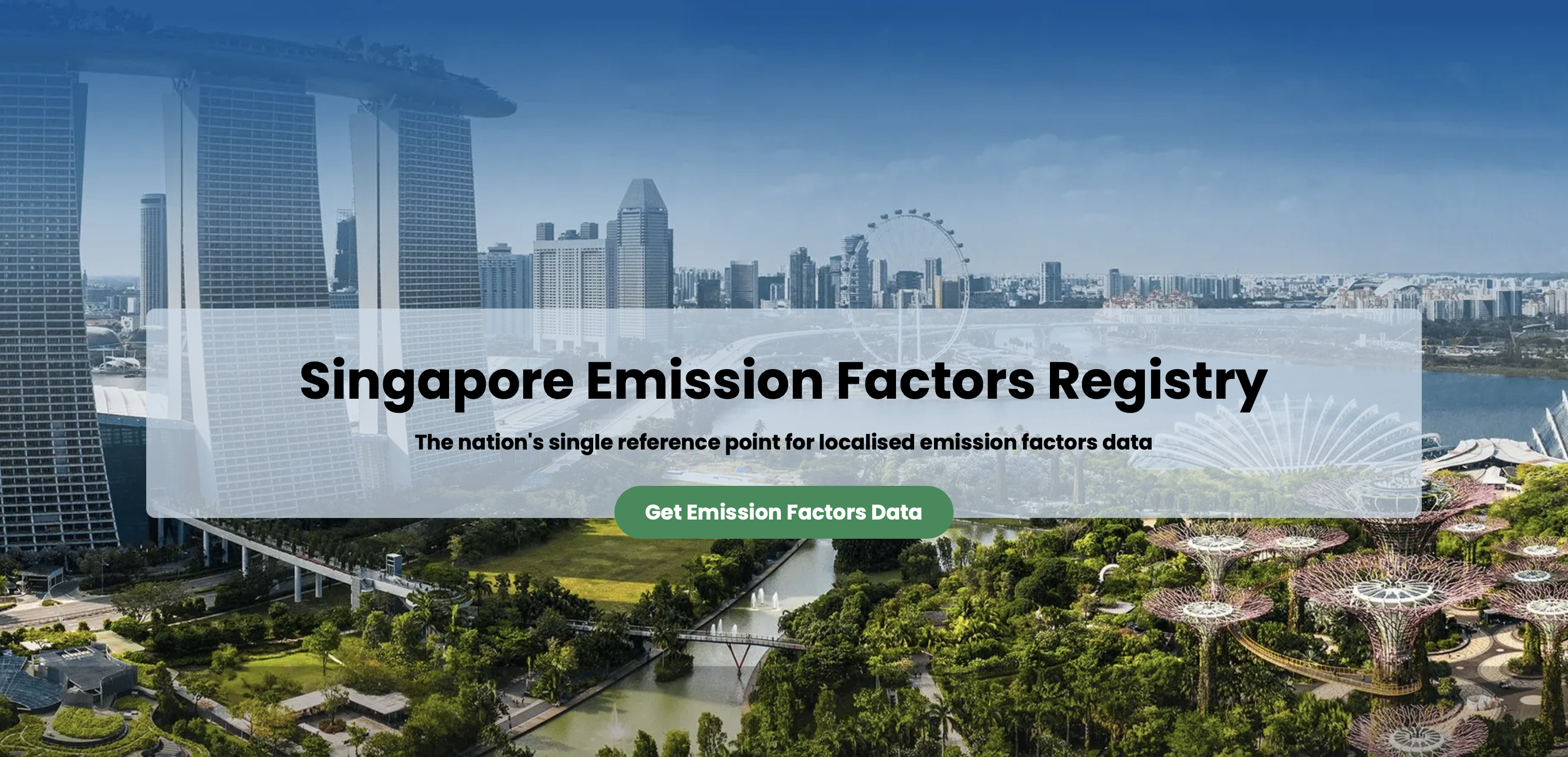 Screenshot of the Singapore Emissions Factor Registry Homepage