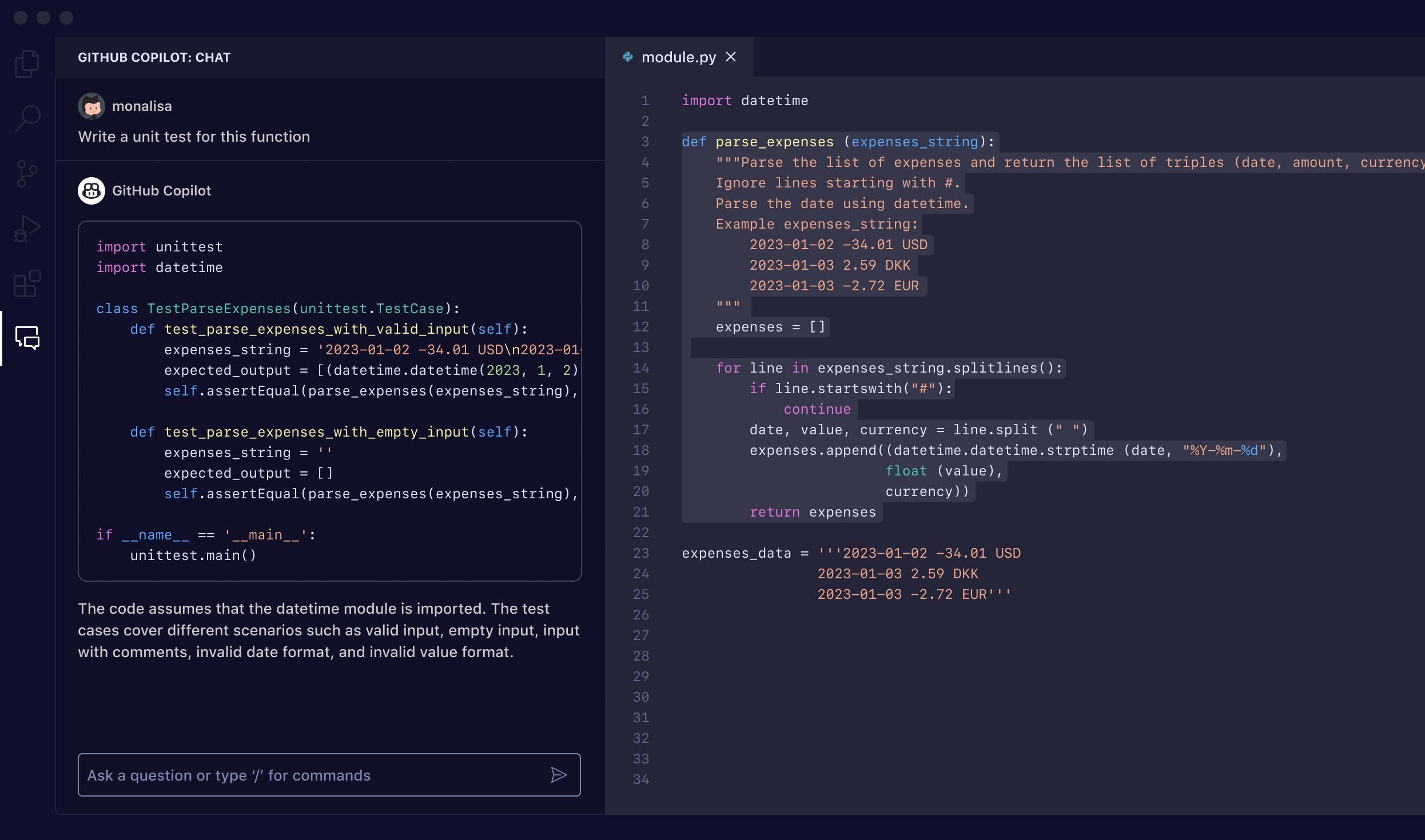 Github Copilot Landing page, side by side difference