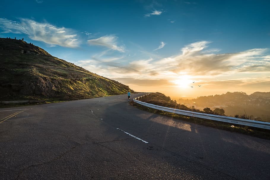 road-pavement-highway-sunset